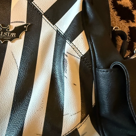 Killstar Black and White  Striped Shoulder Bag - Picture 7 of 10